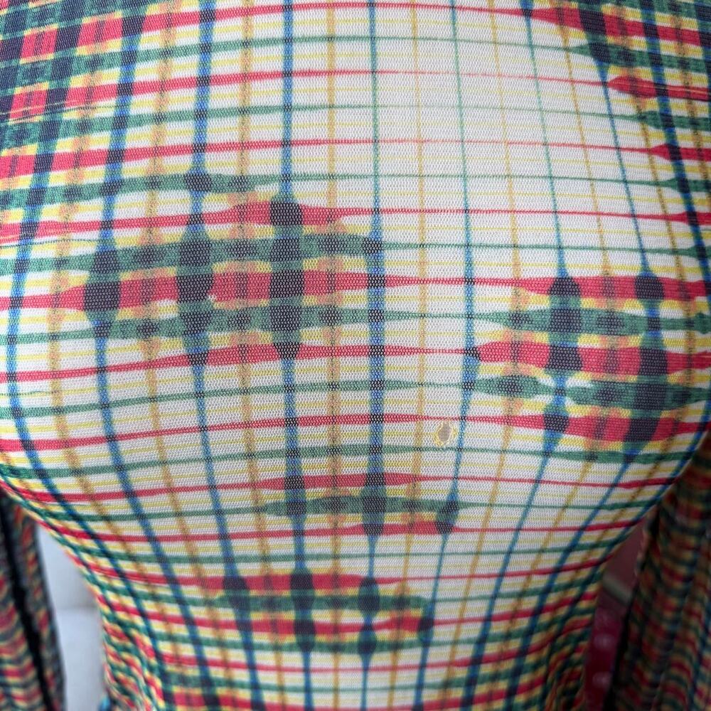 Jean Paul Gaultier Femme AW2001 Marlene Dietrich Print Power Net Turtleneck Top - Picture 4 of 8